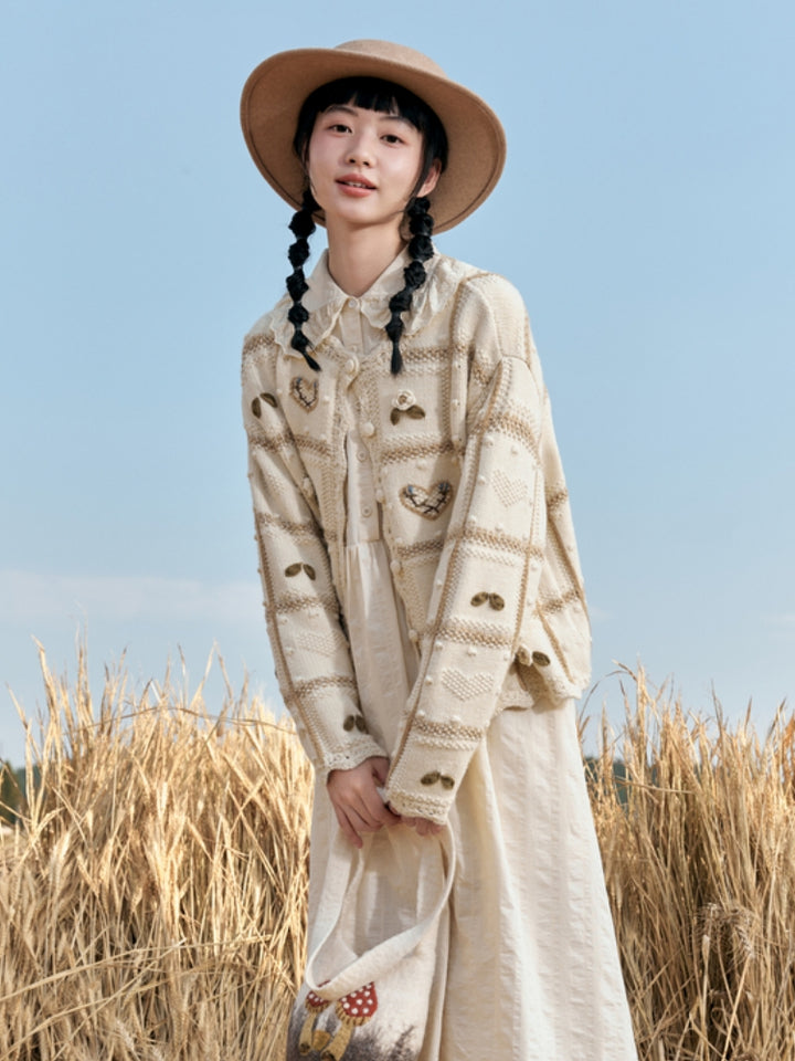 Crochet Plaid Checkered Knit Coat
