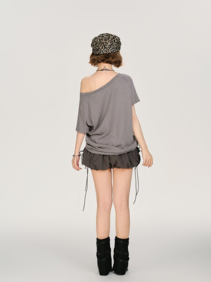 Cute Asymmetrical Letter Graphic Top