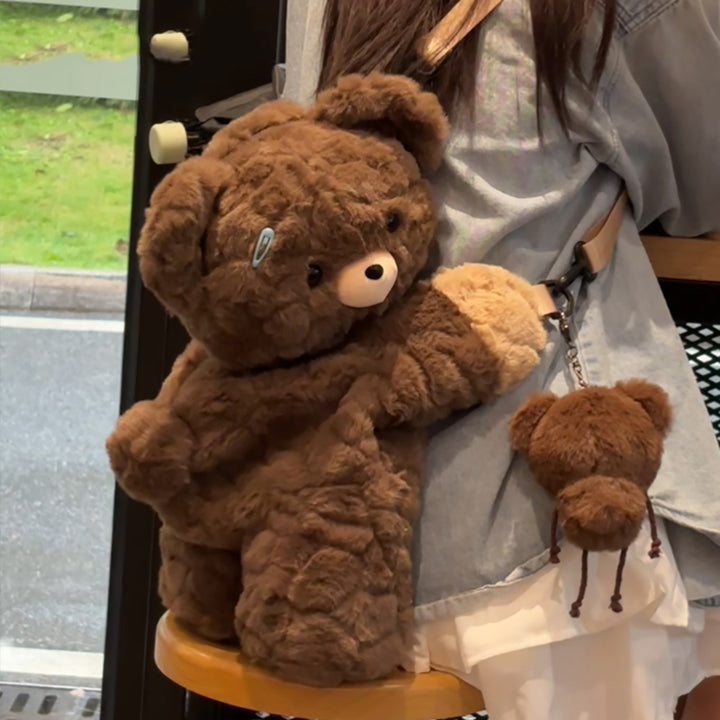 Cute Bear Lying Plush Backpack