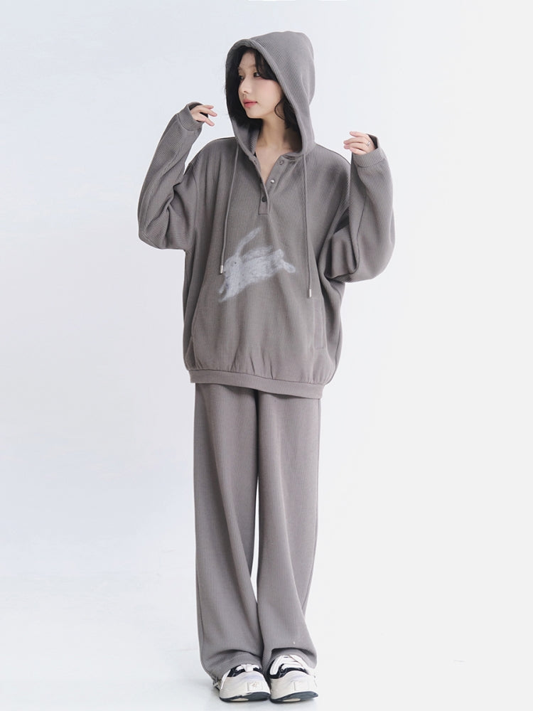 Cute Rabbit Graphic Pullover & Pants Lounge Wear