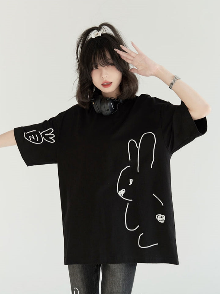 Cute Rabbit Print Summer Top