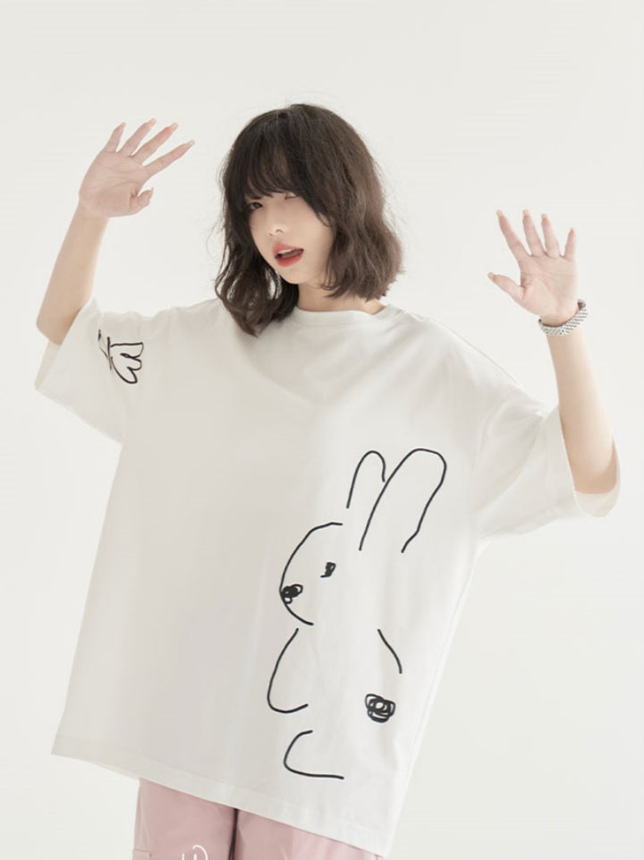 Cute Rabbit Print Summer Top