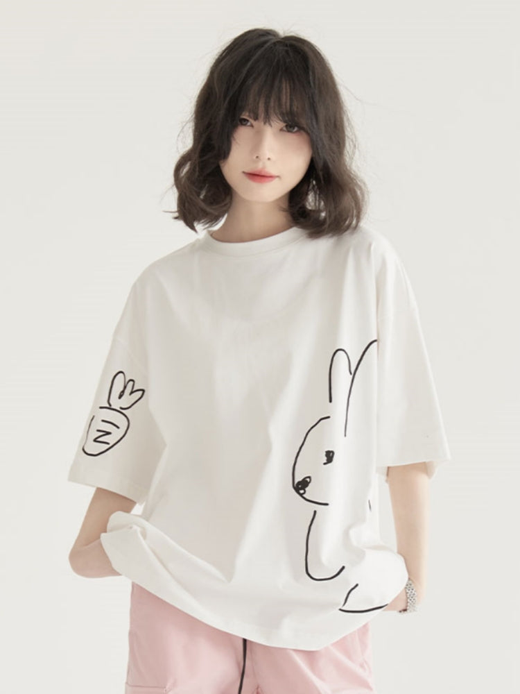 Cute Rabbit Print Summer Top