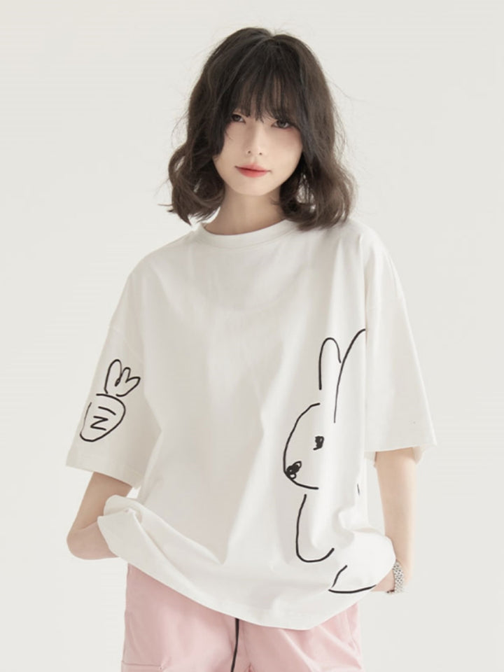 Cute Rabbit Print Summer Top