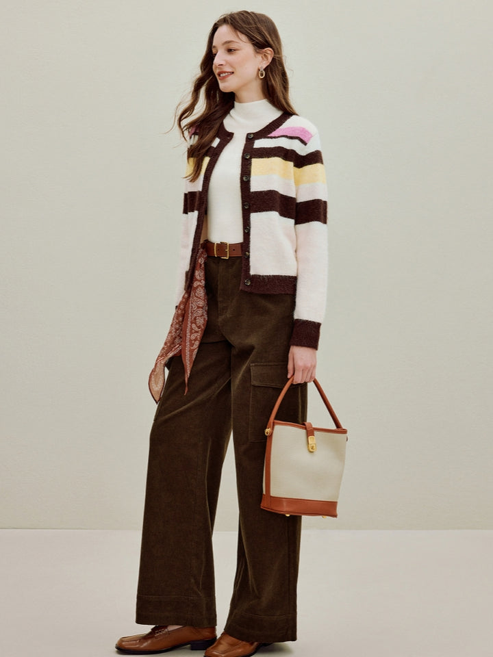 Dopamine Color-Block Striped Knit Sweater
