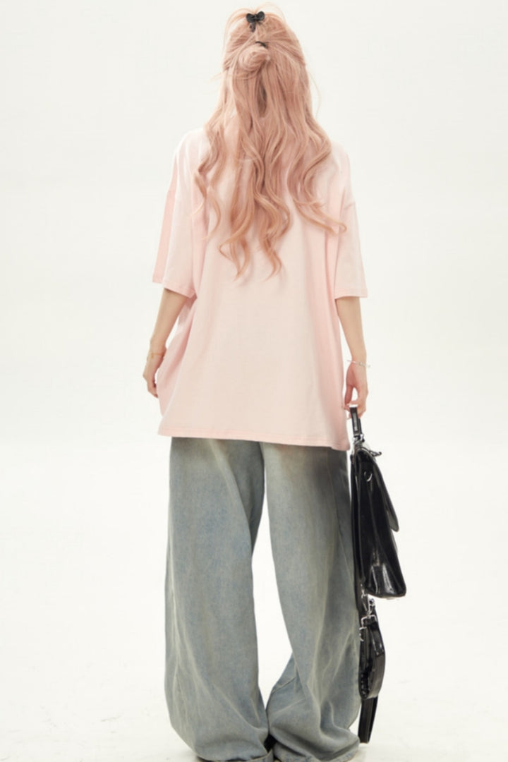 Feminine Butterfly Print Loose Fit T-shirt