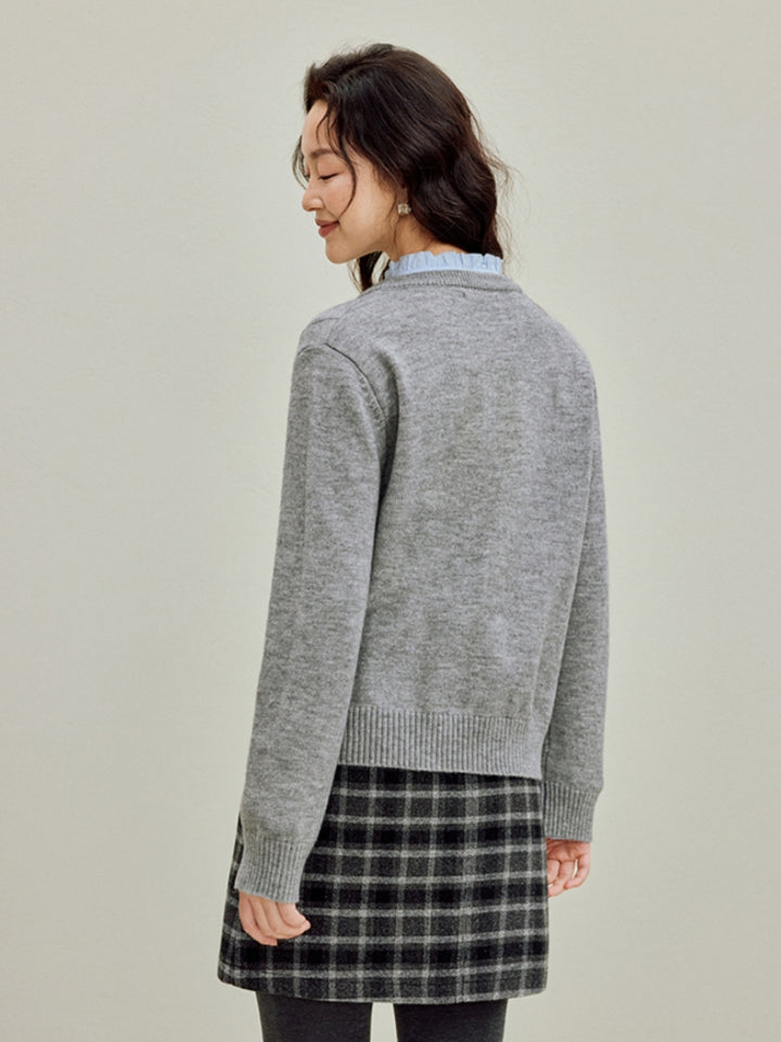 Floral Detailed Aran Knit Sweater Coat