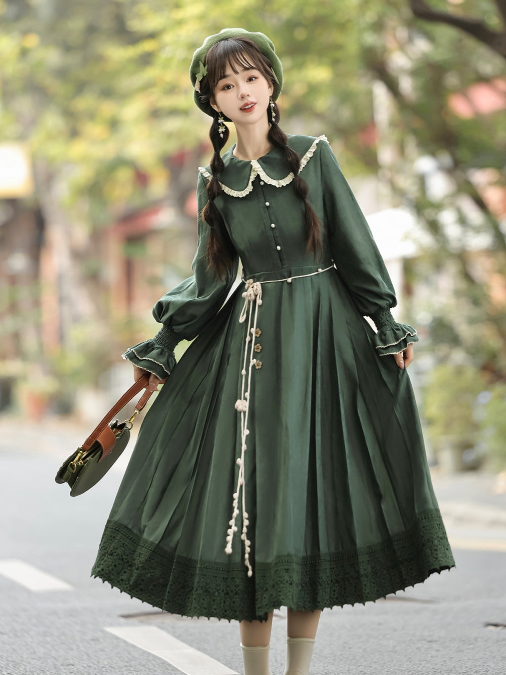 [Forest Whisper] Floral Embroidered Han-inspired Vest & Maxi Dress Outfit