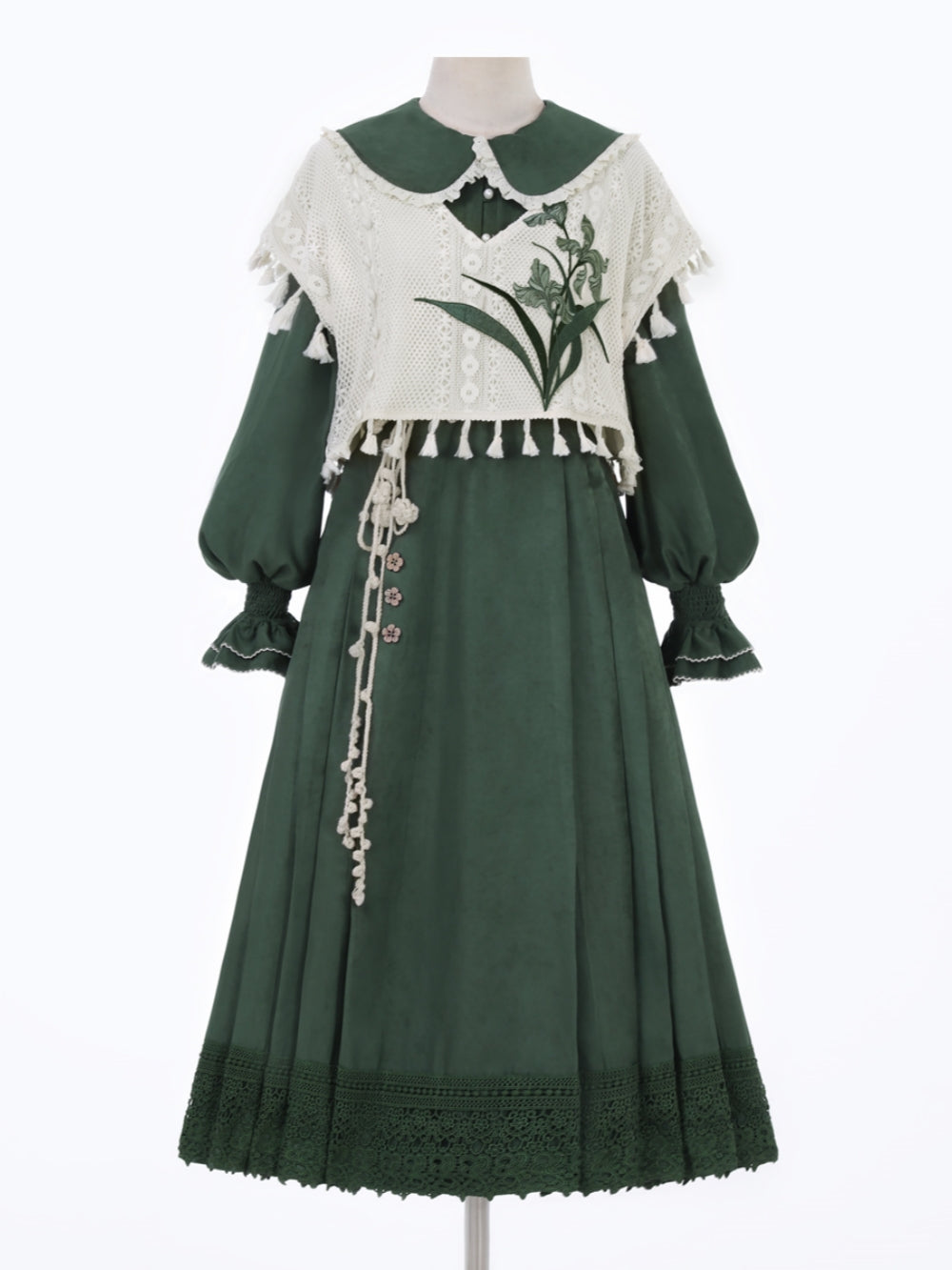 [Forest Whisper] Floral Embroidered Han-inspired Vest & Maxi Dress Outfit