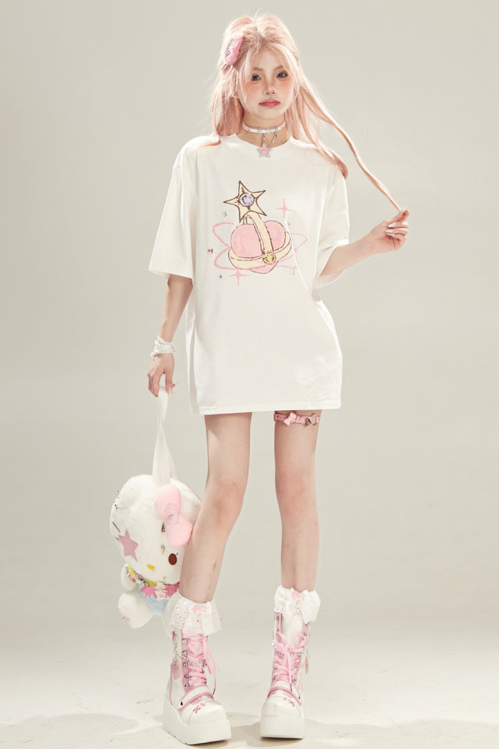Heart Print Relaxed Fit Tee