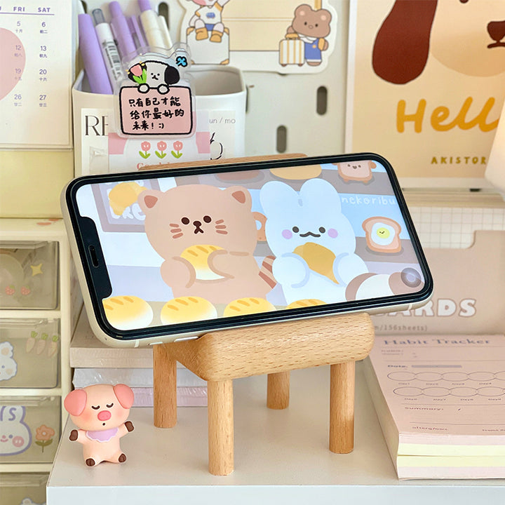 Cute Wooden Chair Phone Stand