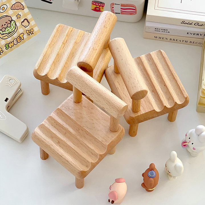Cute Wooden Chair Phone Stand