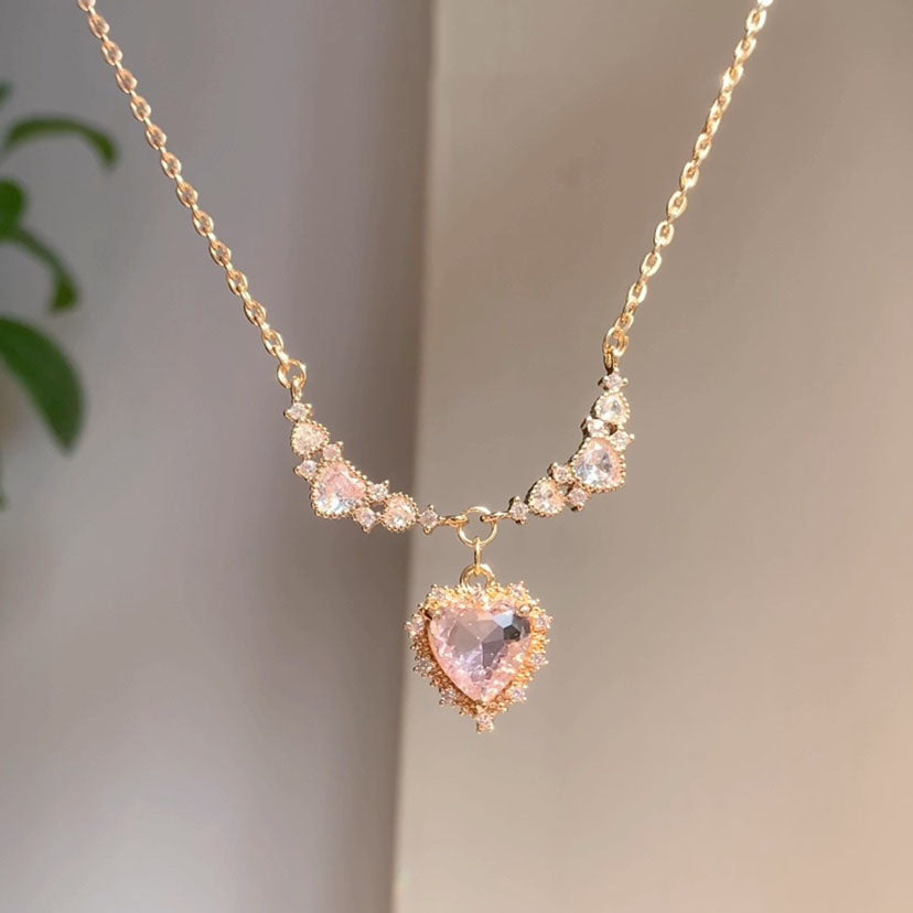 Pink Love Heart Necklace