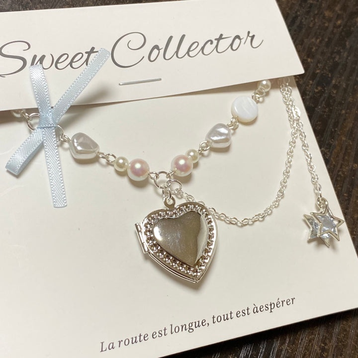 Love Heart Star Bowknot Necklace