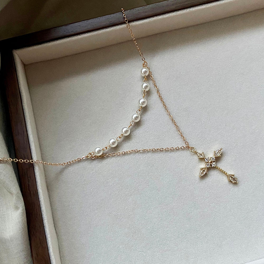 Cross Pearl Necklace