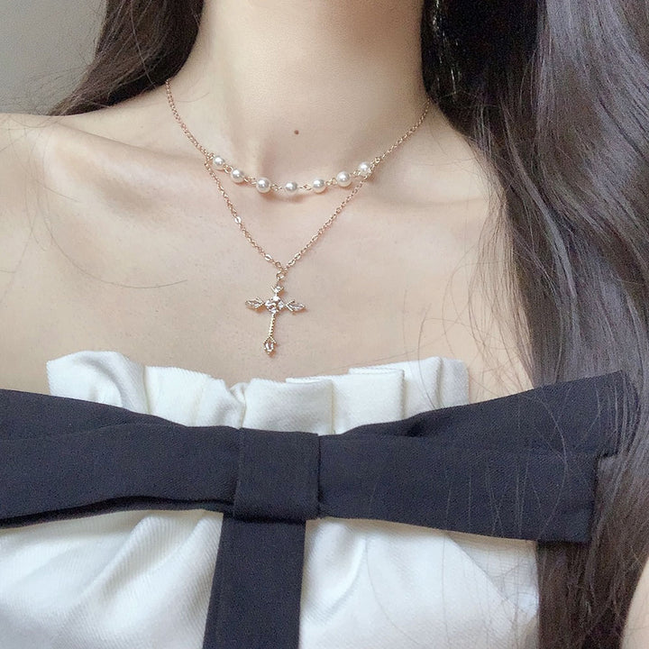 Cross Pearl Necklace