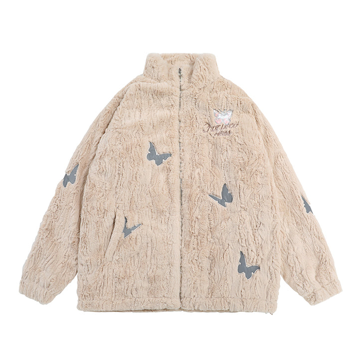 Butterfly Print Fleece Teddy Coat