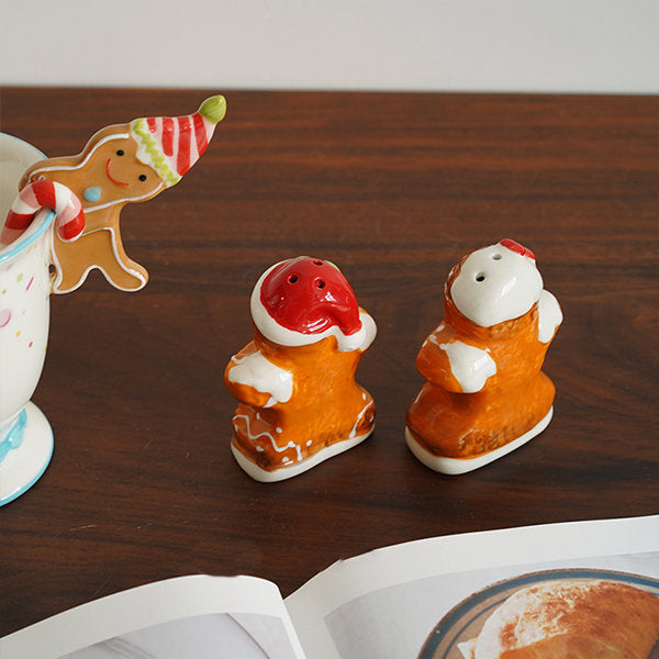 Hand-Painted Gingerbread Man Seasoning Bottle Ornament - 2 Pcs