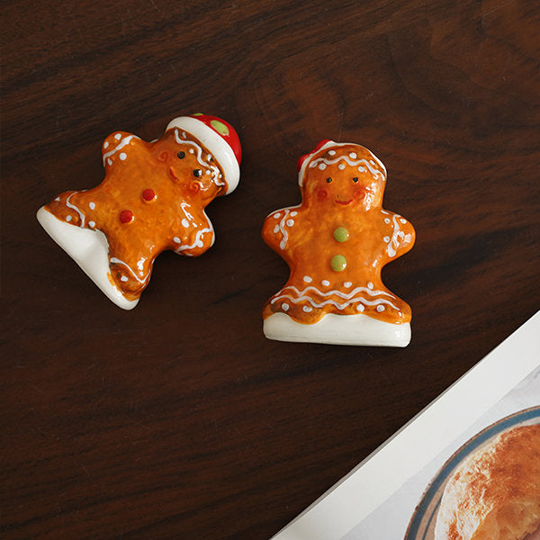 Hand-Painted Gingerbread Man Seasoning Bottle Ornament - 2 Pcs