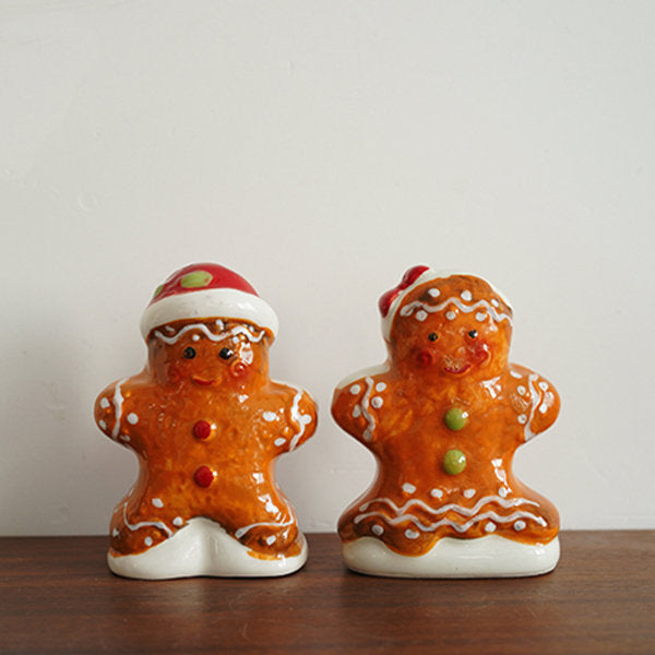 Hand-Painted Gingerbread Man Seasoning Bottle Ornament - 2 Pcs