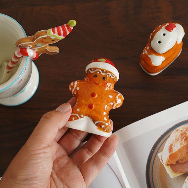 Hand-Painted Gingerbread Man Seasoning Bottle Ornament - 2 Pcs