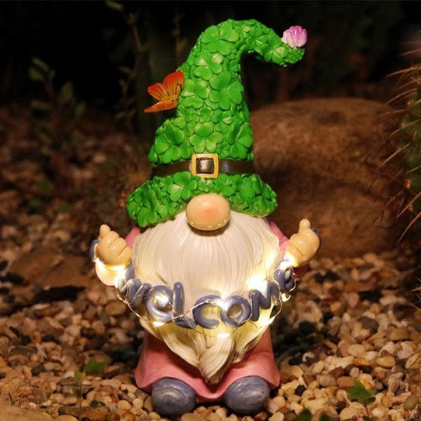 Solar-Powered Clover Elf Lamp