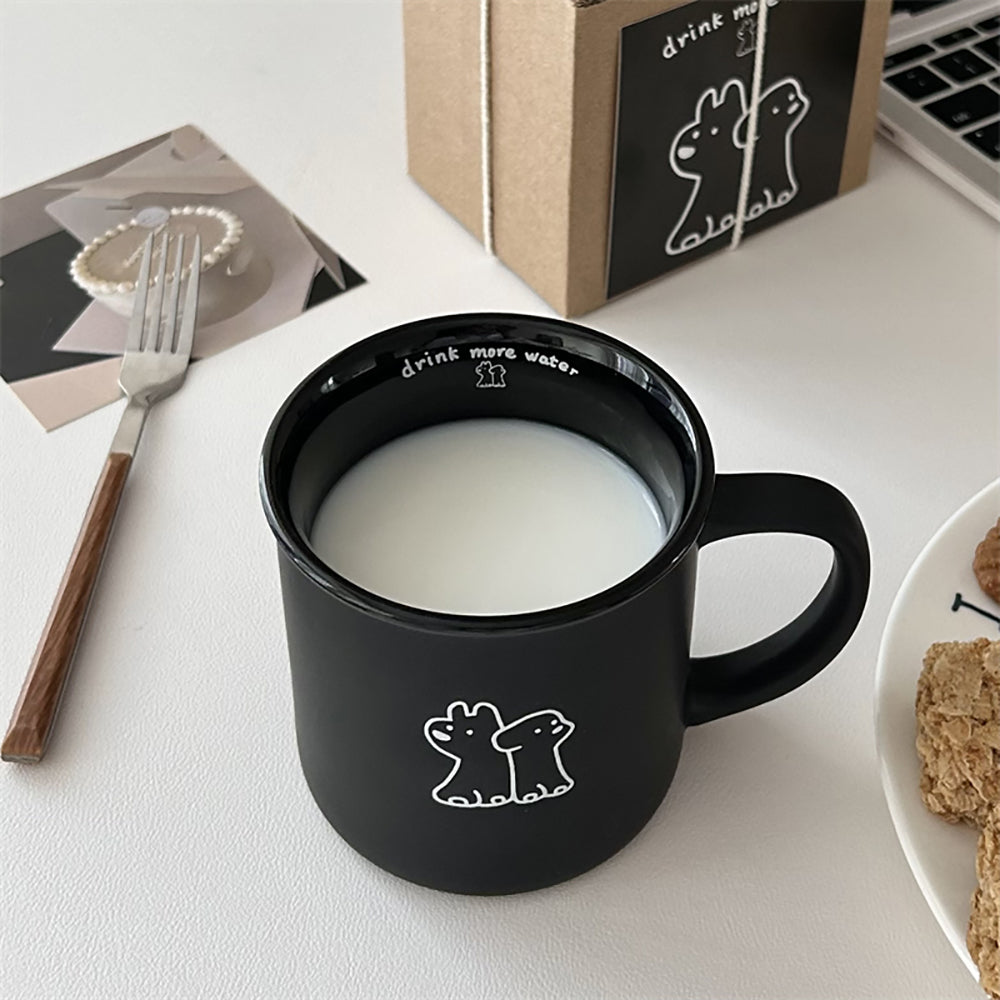 Korean Style Puppy Black White Mug