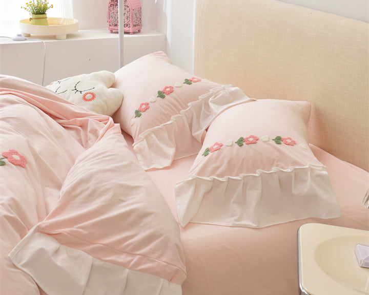 Floral Embroidered Cotton Bedding Set