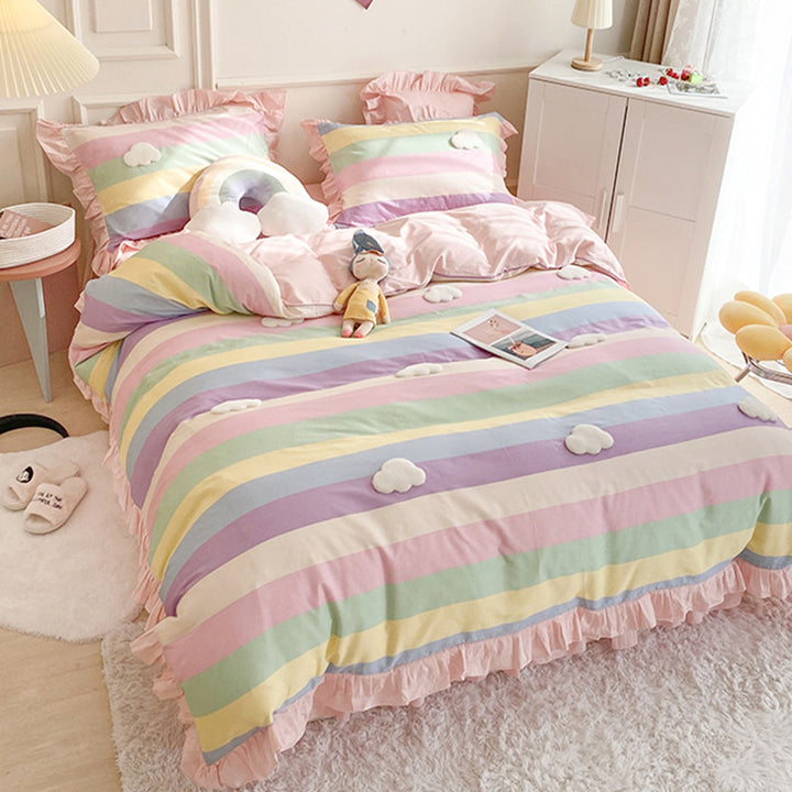 Cute Rainbow Cotton Bedding Set