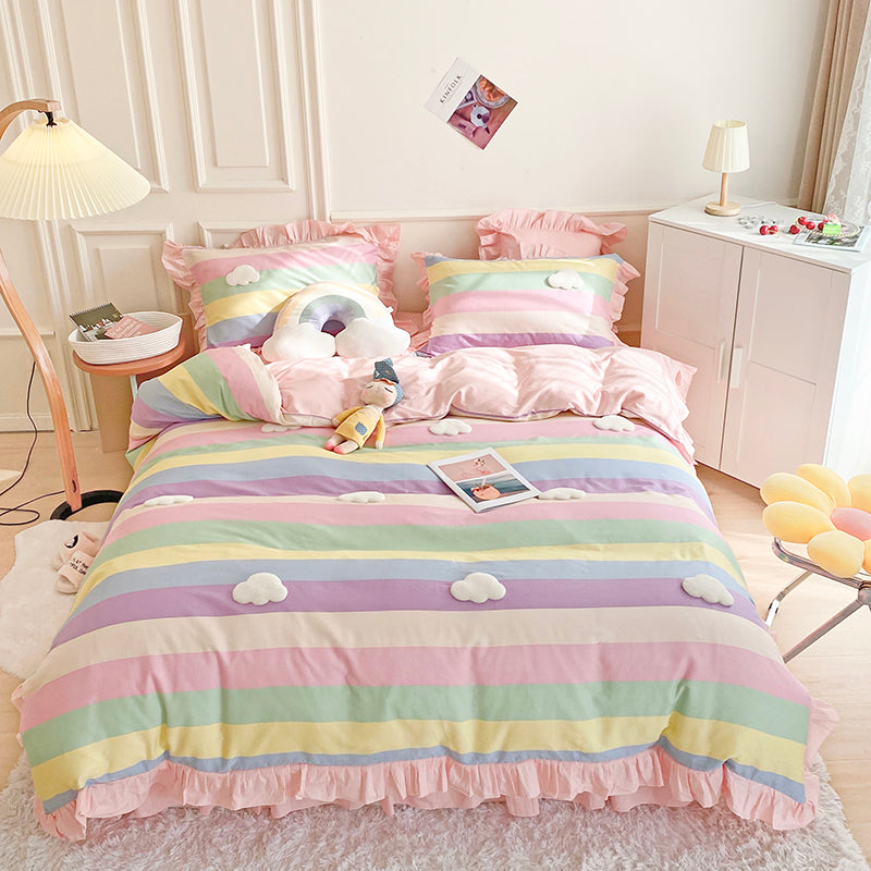 Cute Rainbow Cotton Bedding Set