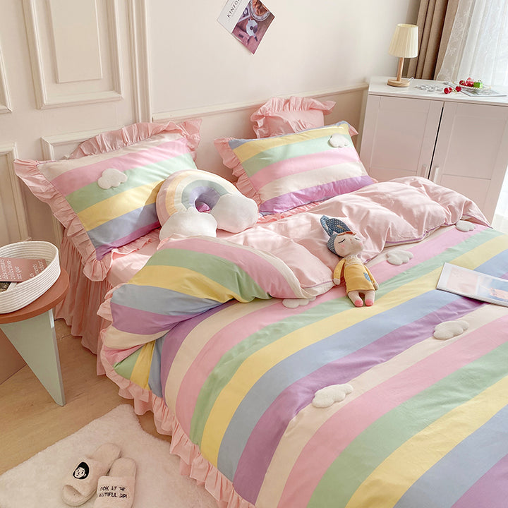 Cute Rainbow Cotton Bedding Set