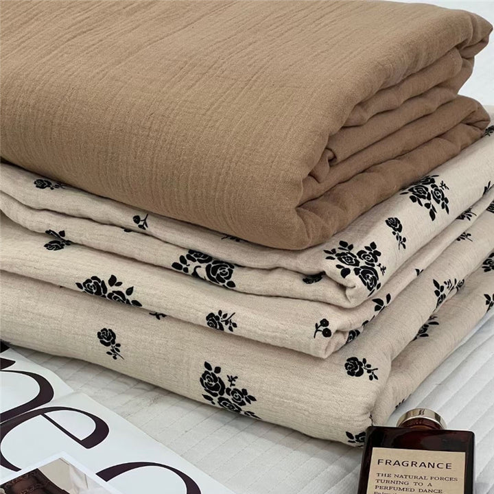 Vintage Floral Print Cotton Bedding Set