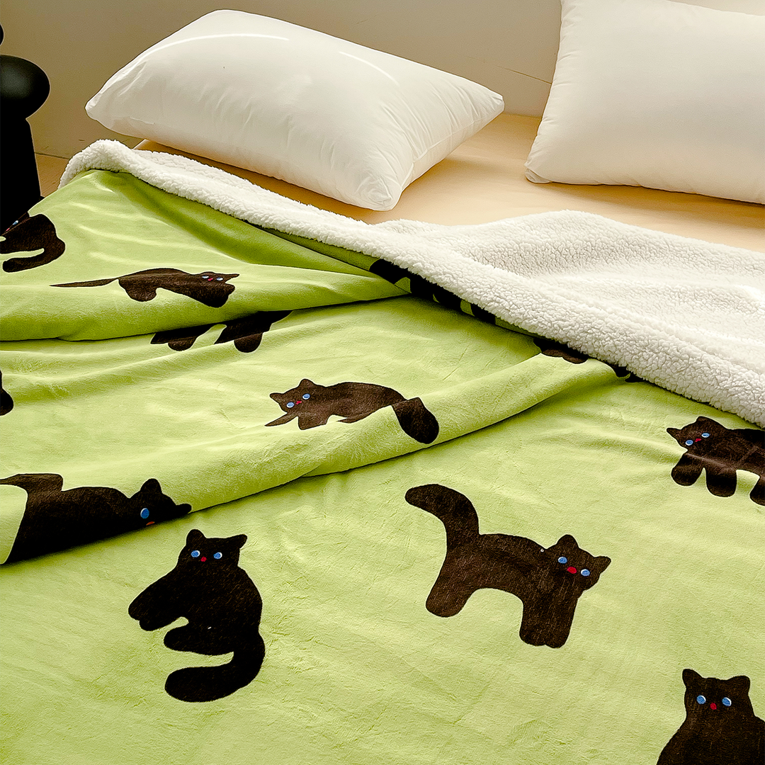 Black Cat Lambswool Blanket