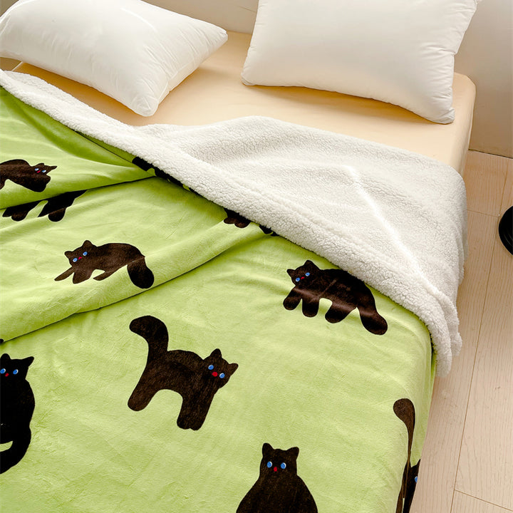 Black Cat Lambswool Blanket