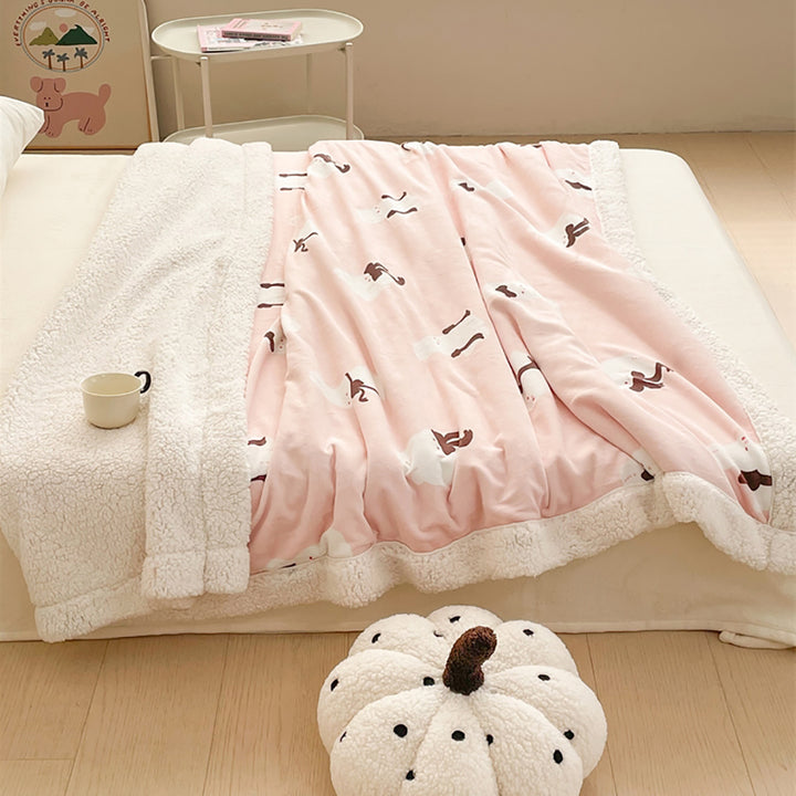 Cartoon Rabbit Printed Plush Blanket