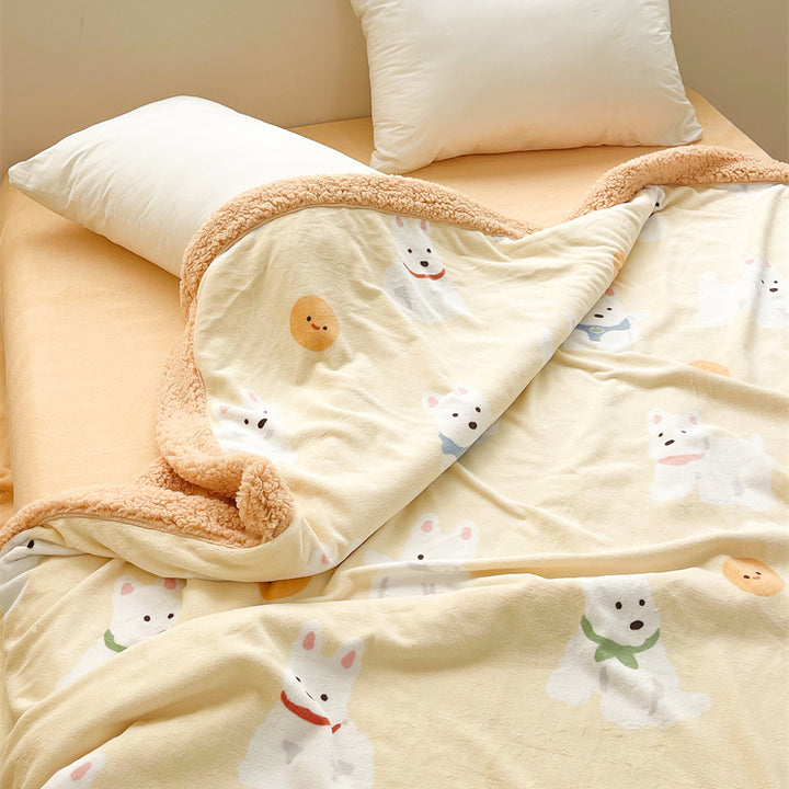 Cartoon Puppy Printed Plush Blanket