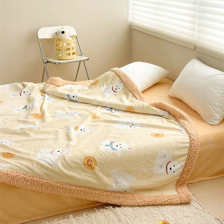 Cartoon Puppy Printed Plush Blanket