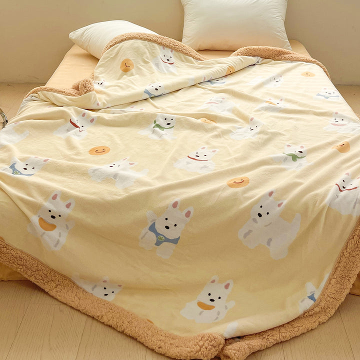 Cartoon Puppy Printed Plush Blanket