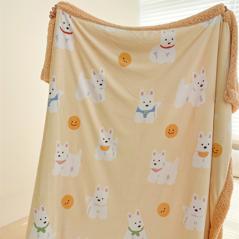 Cartoon Puppy Printed Plush Blanket