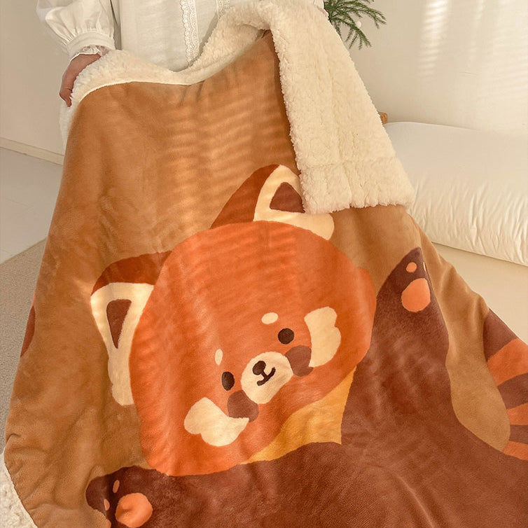 Cartoon Bear Printed Plush Blanket
