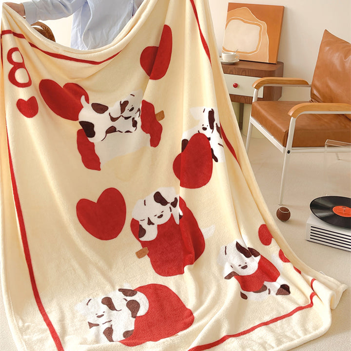 Lucky Cat Printed Plush Blanket
