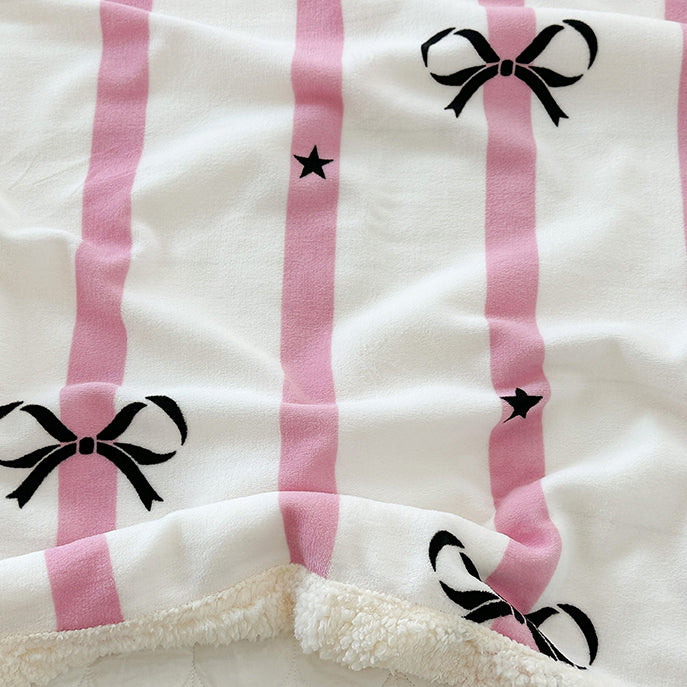 Pink Striped Star Bow Blanket