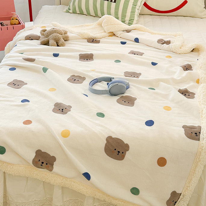 Bear Colorful Polka Dot Print Blanket