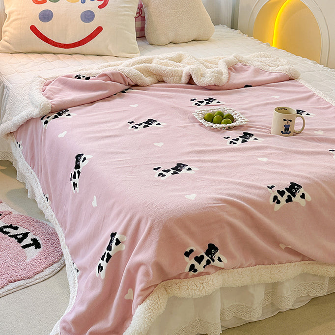 Heart-shaped Cat Print Blanket