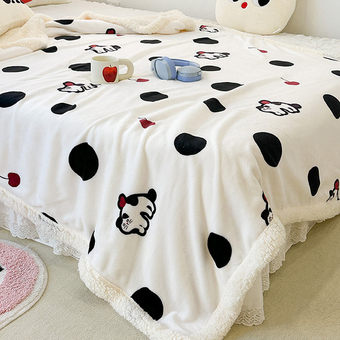 Little Cat Polka Dot Print Blanket