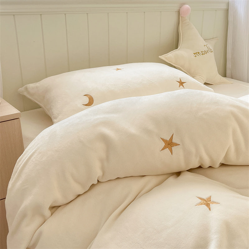 Moon Stars Embroidered Bedding Set