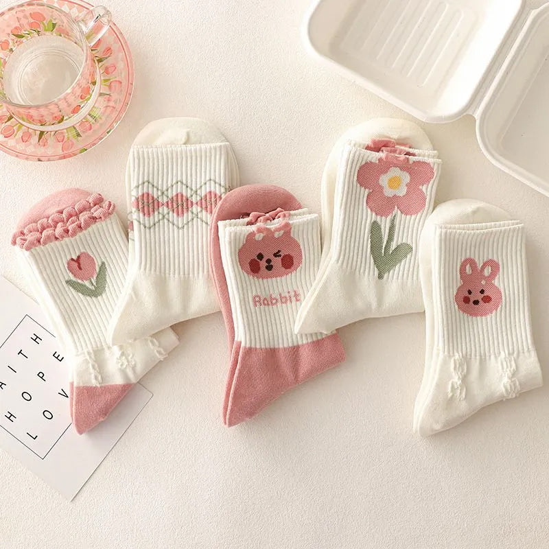 Cute Cartoon Flowers Bunny Socks