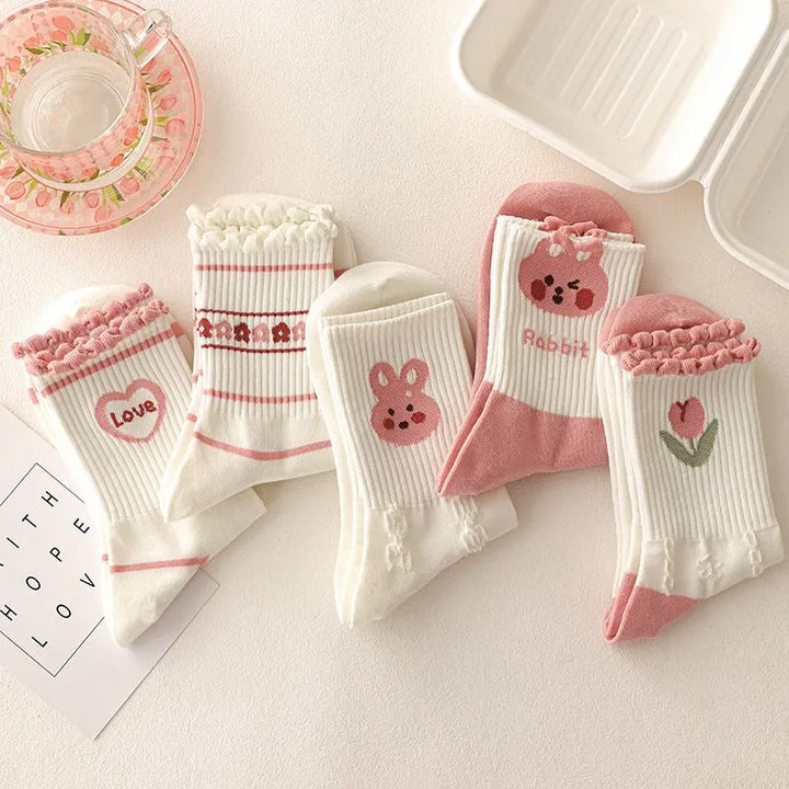 Cute Cartoon Flowers Bunny Socks