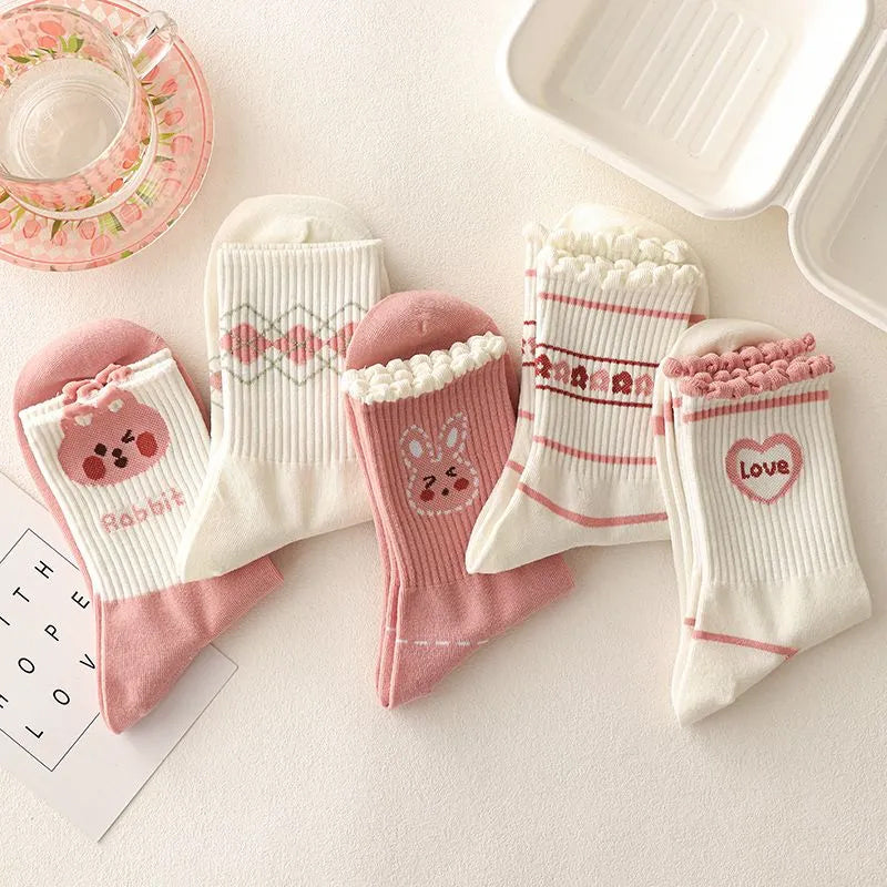 Cute Cartoon Flowers Bunny Socks