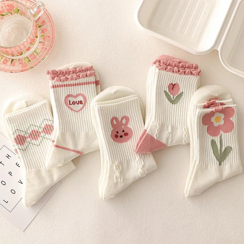 Cute Cartoon Flowers Bunny Socks